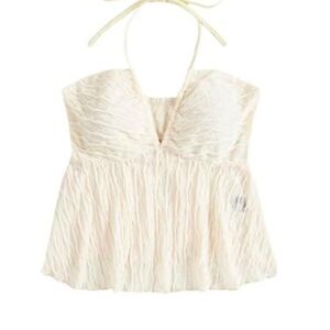 Women's Cream Crop Top Camisole, New, Size Large